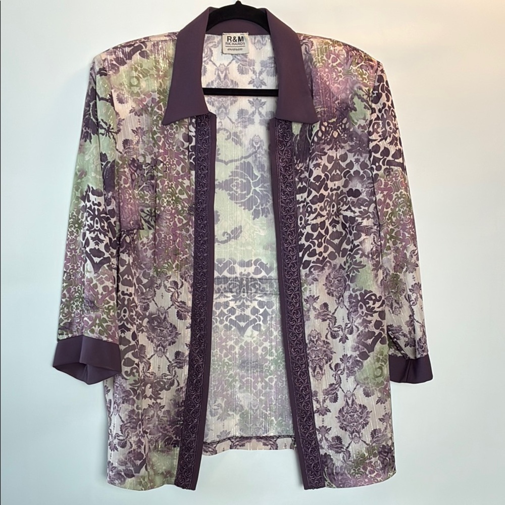 Vintage R&M Richards Purple & Green Floral Top